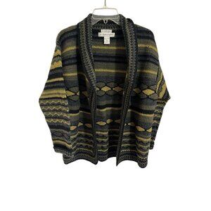 A. GIANETTI Women's Medium Hand Knit Abstract Cardigan 100% Lambswool Vintage